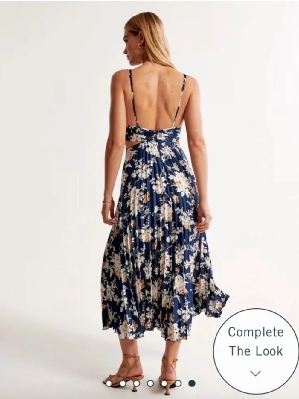 Abercrombie Satin Pleated Cutout Maxi Dress
